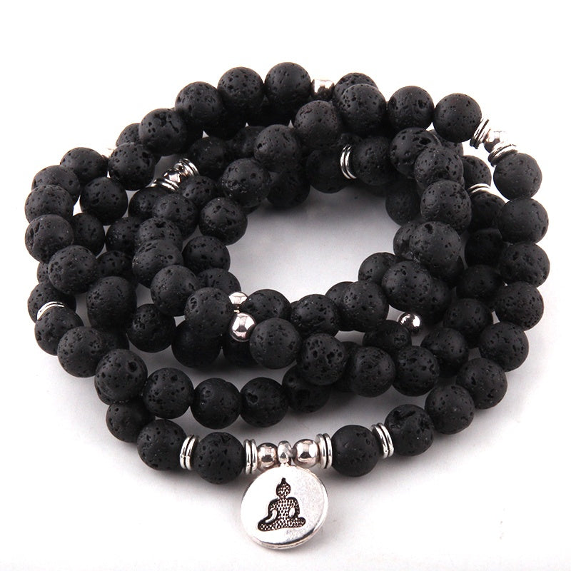 Buddha Lava Stone Mala