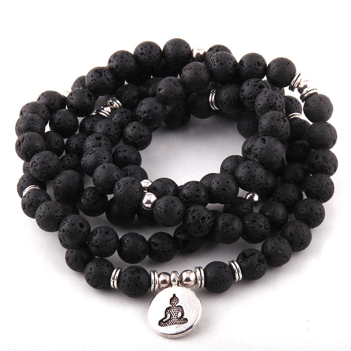 Buddha Lava Stone Mala