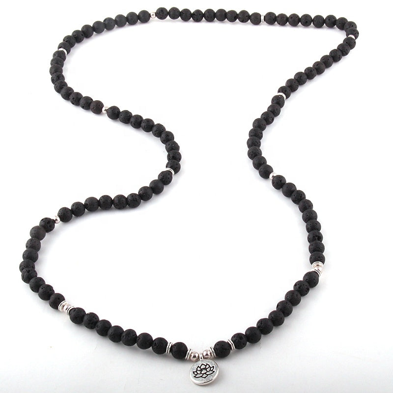 Lotus Flower Lava Stone Mala