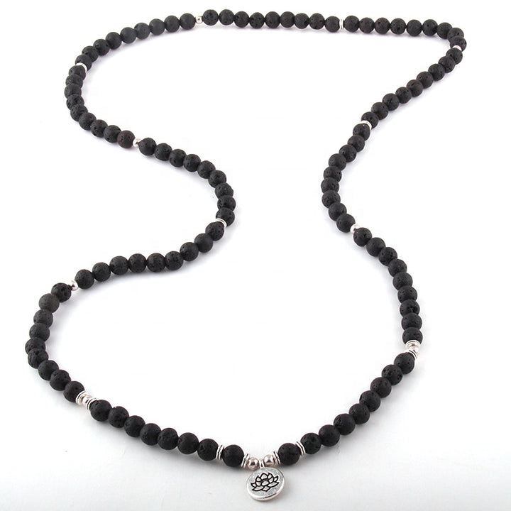 Lotus Flower Lava Stone Mala
