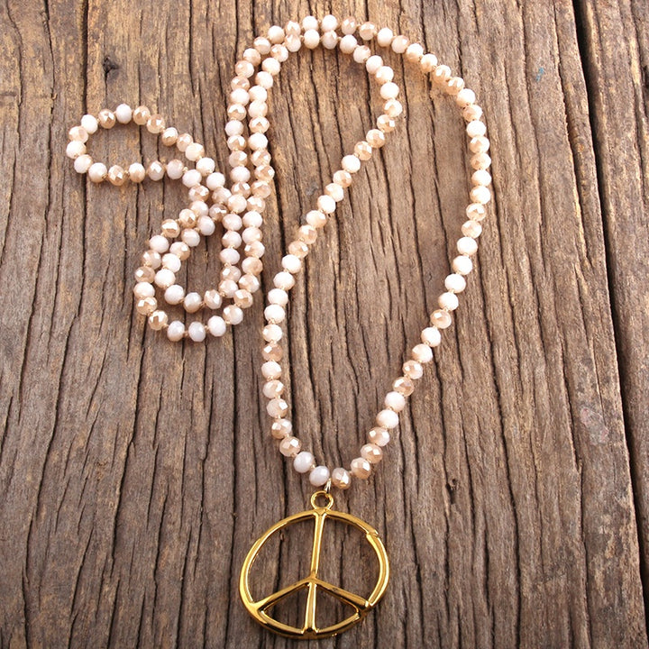 Dusty Rose Peace Pendant Necklace