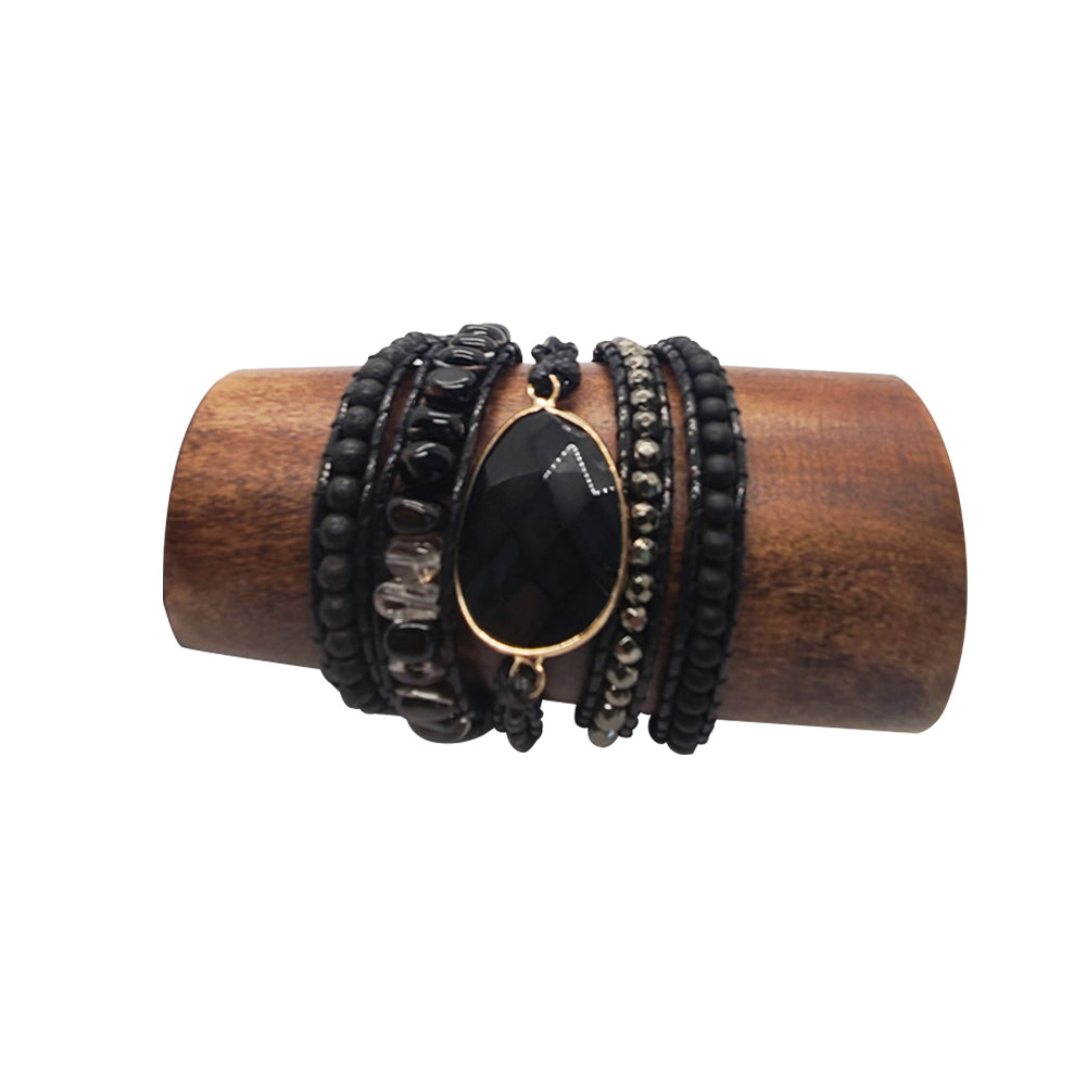 Black Crystal – Handmade Wrap Bracelet