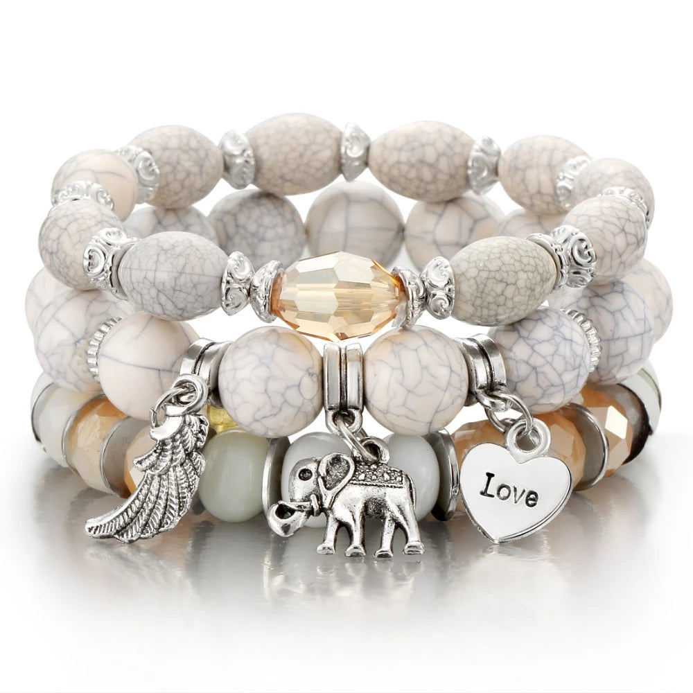 Love + Luck + Strength Bracelet Stack