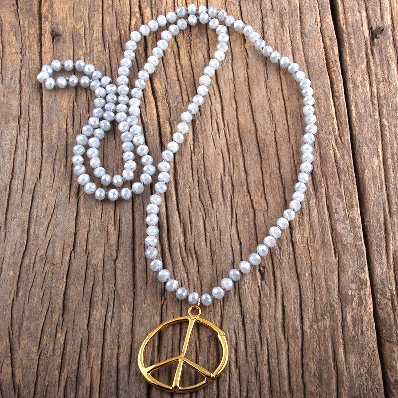 Cool Grey Peace Pendant Necklace