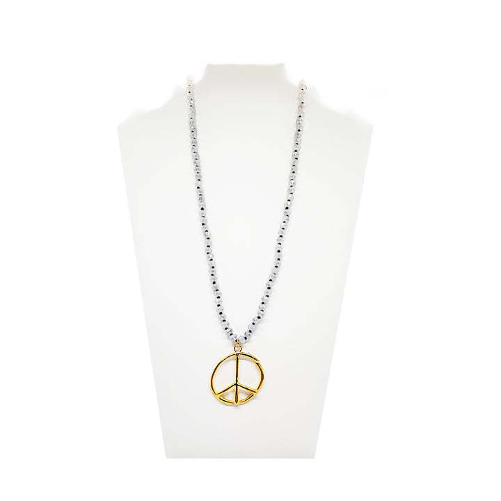 Cool Grey Peace Pendant Necklace