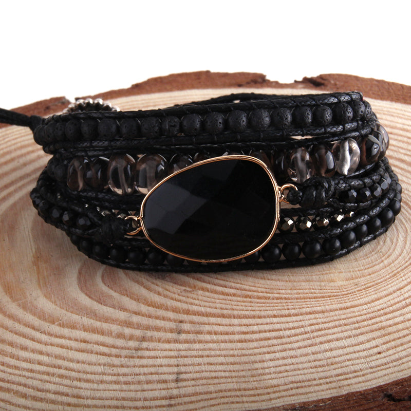Black Crystal – Handmade Wrap Bracelet