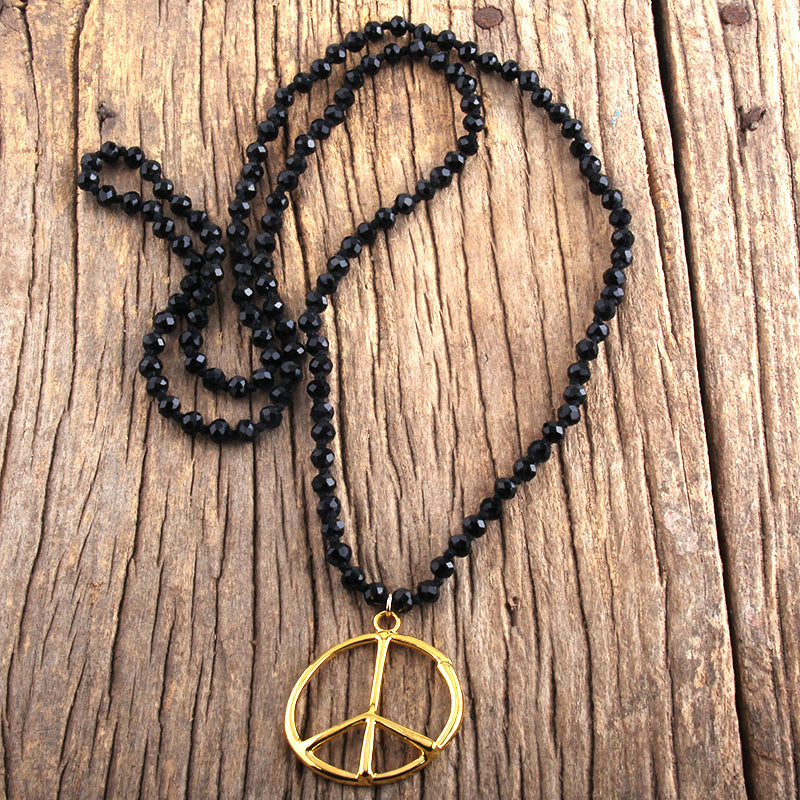 Black Peace Pendant Necklace