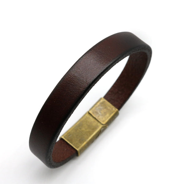 Solid Brown Leather Bracelet